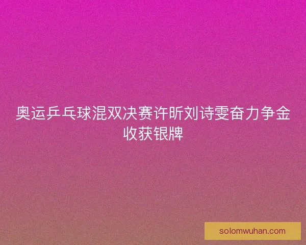 奥运乒乓球混双决赛许昕刘诗雯奋力争金收获银牌
