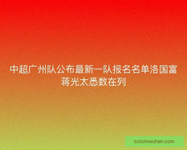 中超广州队公布最新一队报名名单洛国富蒋光太悉数在列