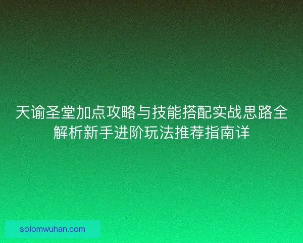 天谕圣堂加点攻略与技能搭配实战思路全解析新手进阶玩法推荐指南详